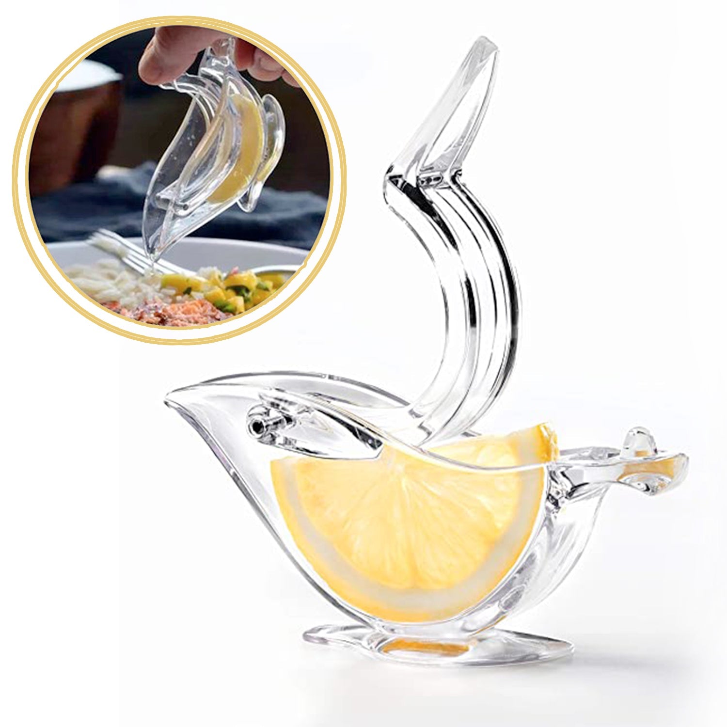 5344 Manual Lemon Slice Squeezer, Portable Transparent Fruit Juicer, Orange Citrus Manual Bird Shape Hand Juicer for Orange Lemon Lime,for Kitchen (Brown Box) DeoDap 5344 Manual Lemon Slice Squeezer, Portable Transparent Fruit Juicer, Orange Citrus Manual Bird Shape Hand Juicer for Orange Lemon Lime,for Kitchen (Brown Box) DeoDap